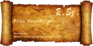 Ritz Szalóme névjegykártya